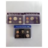US proof sets 1983, 1984, 1985
