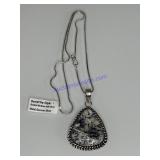 Dendrite opal necklace, German silver