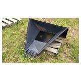 Root digging bucket for skid steer