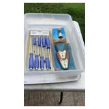 Plastic tote with tool