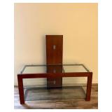 Glass Top Coffee Table with Wood and Metal Frame