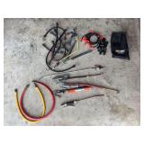 Assorted Tool and Equipment Grouping Including Tire Inflators, Bungee Cords, and More