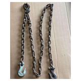 Forged Steel Chain with Hooks - Approximately 9 Foot