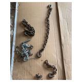 Assorted Metal Chains with Hooks, Longest Approximately 3 Feet