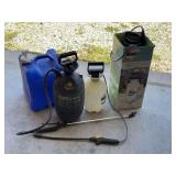 Assorted Sprayers and Water Container