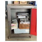 Cabinet with Assorted Fasteners: Clipped Head Strip Nails, Barbed Fencing Staples, and Framing Nailers