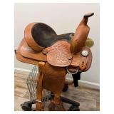 Youth Saddle w/Youth Chaps and Custom Stand.