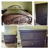 Bedroom Set with Metal Frame Bed, Dresser, and Nightstands