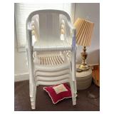 Table Lamp with Pleated Shade and Set of Plastic Chairs