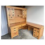 Huge 3pc solid wood rustic corner desk overall