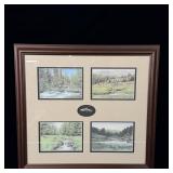 4 signed Jon Crane prints fishing scenes 'Fishing