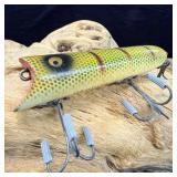 vintage Wooden Heddon Lucky 13 perch pattern