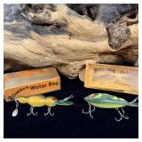 2 Vintage Bomber Water Dog Fishing Lures w/