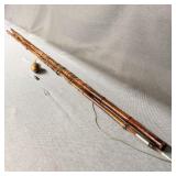 12ï¿½ antique bamboo fishing pole with wooden