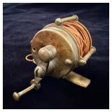 Vintage raised pillar brass fly reel #40