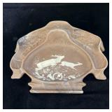 Vintage Incolay Stone Valet Tray Cameo Style Stag>