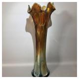 Vintage Fenton Green Carnival Glass Fine Rib >