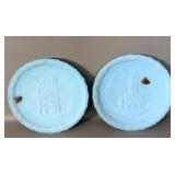 (2) Fenton Blue Satin Chistmas Plates 8.5'