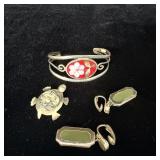 Alpaca Silver Mother of Pearl, Abalone Chip Inlay>