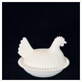 Vintage Indiana Glass White Milk Glass Hen on Nest