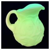 Fenton Custard Uranium Glass Water Lily Pitcher 7'
