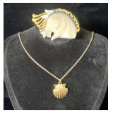 Monet 2 Tone Horse Brooch & Seashell Necklace