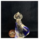 Murano Style Handblown Cat & Ball Paperweight 5'
