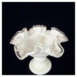 Fenton Silver Crest Milk Glass Candle Stick Holder