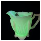 Fenton Green Custard Uranium Glass Cactus Creamer>