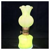 Antique Green Glass Swirl Oil Lamp 8.5'