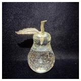 Clear Controlled Bubble Pear Paperweight 4'