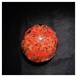 Vintage Red Flower Paperweight signed BB