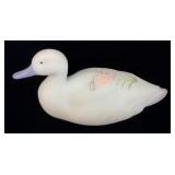 Fenton Blue Satin Hand Painted Swimming Duck