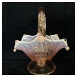 Vintage Westmoreland Pink Glass Basket 8'