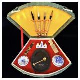 Vintage Chinese Calligraphy Set velvet lined box