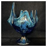 Viking Art Glass Epic Blueique 6 Petal Footed >