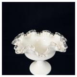 Fenton Silver Crest Milk Glass Pedestal Candy Dish