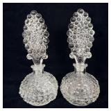 2 Vintage EAPG Clear Hobnail Perfume Bottle with