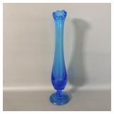 Vintage Northwood Blue Glass Swung Vase 11'