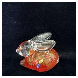 Murano Millefiori Gold Flecks Glass Bunny Figurine