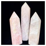 3 large rose quartz crystal Towers