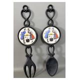 Enesco Cast-Iron Ceramic Fork & Spoon Dutch Folk >