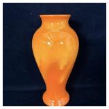 Vintage Royal Haeger Glossy Orange Swirl Vase >