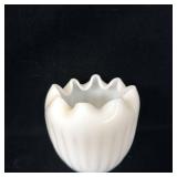 Vintage White Milk Glass Ribbed Planter 4.5'