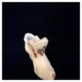 Fenton Satin Milk Glass Handpainted Slipper