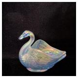 Fenton Iridescent Blue Swan Persian Pearl Salt >