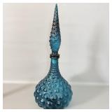 Vintage Blue Empoli Genie Bottle Decanter 17.5'