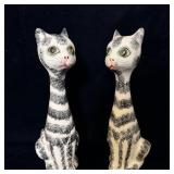 (2) MCM Italian Ceramic Zebra Style Cats 10'