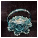 Fenton Turquoise Colonial Rose Basket 7.5'