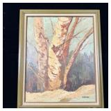 Oil on Canvas Painting Birch Trees by Marton